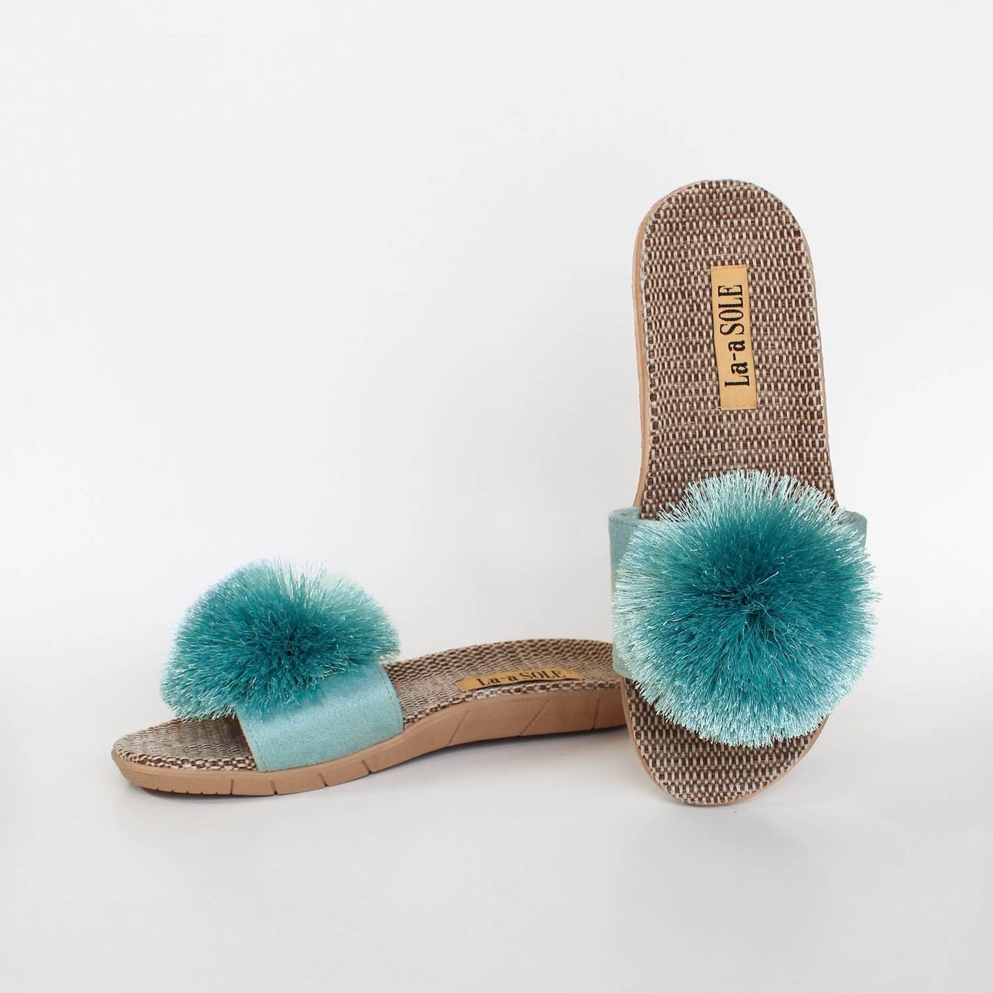 Pom Pom Slides – Aquamarine | Women’s Summer Sandals