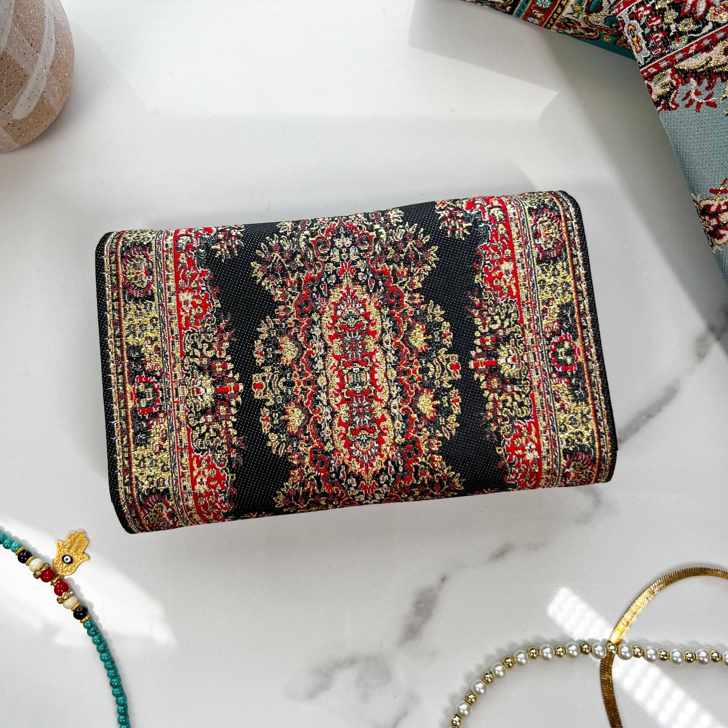 Black, Red & Gold Small Wallet