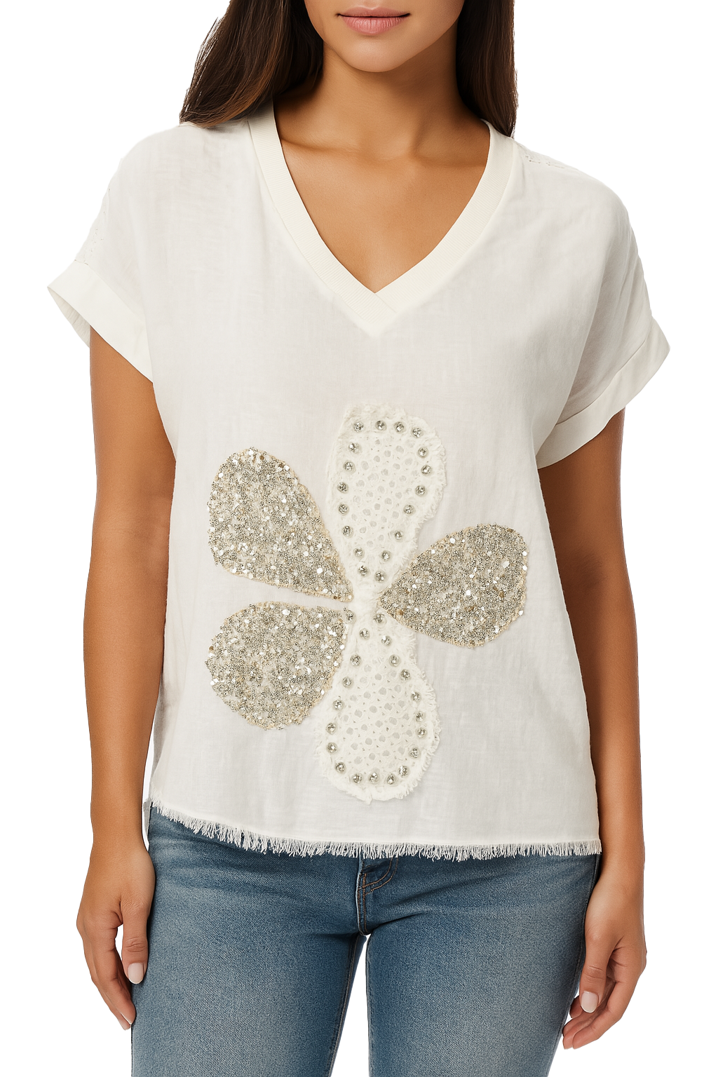 Linen Top with Flower