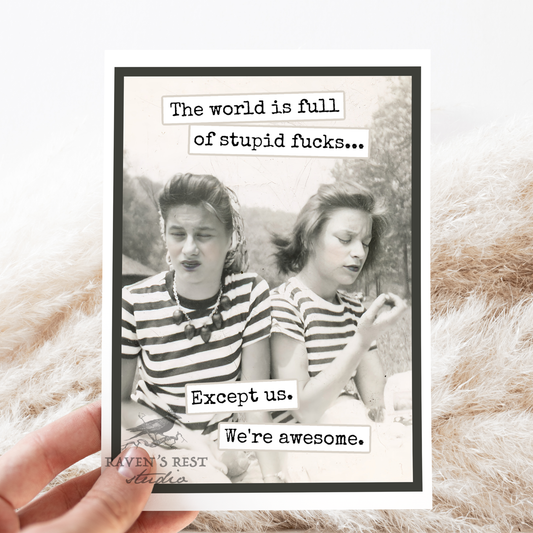 Friendship Card. The World Is Full Of Stupid Fucks...Vintage