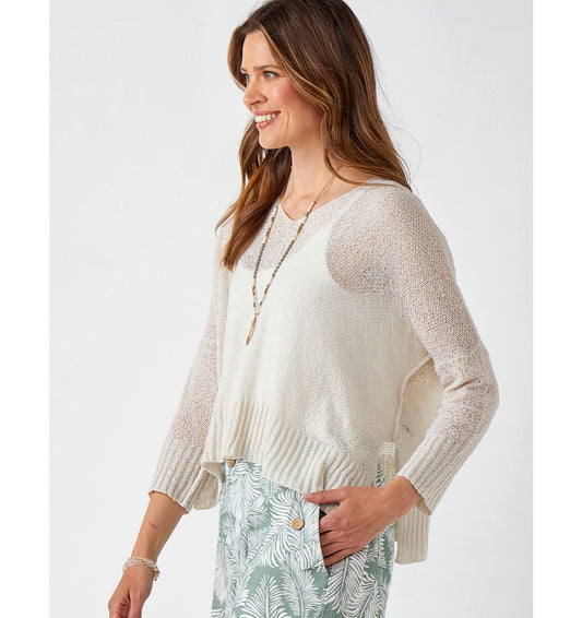 Knit Relaxed V-neck Sweater 408906-SALE