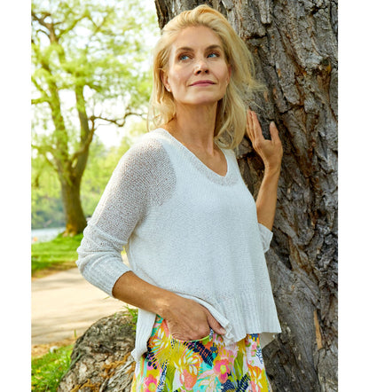 Knit Relaxed V-neck Sweater 408906-SALE