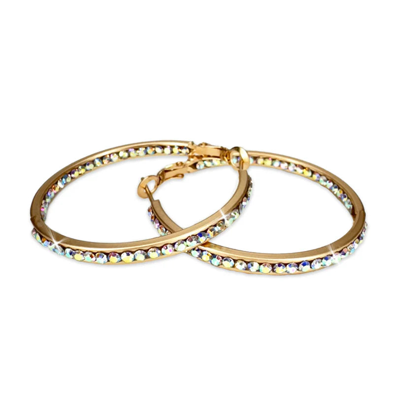 Earring 40mm Round Crystal Hoop Earrings