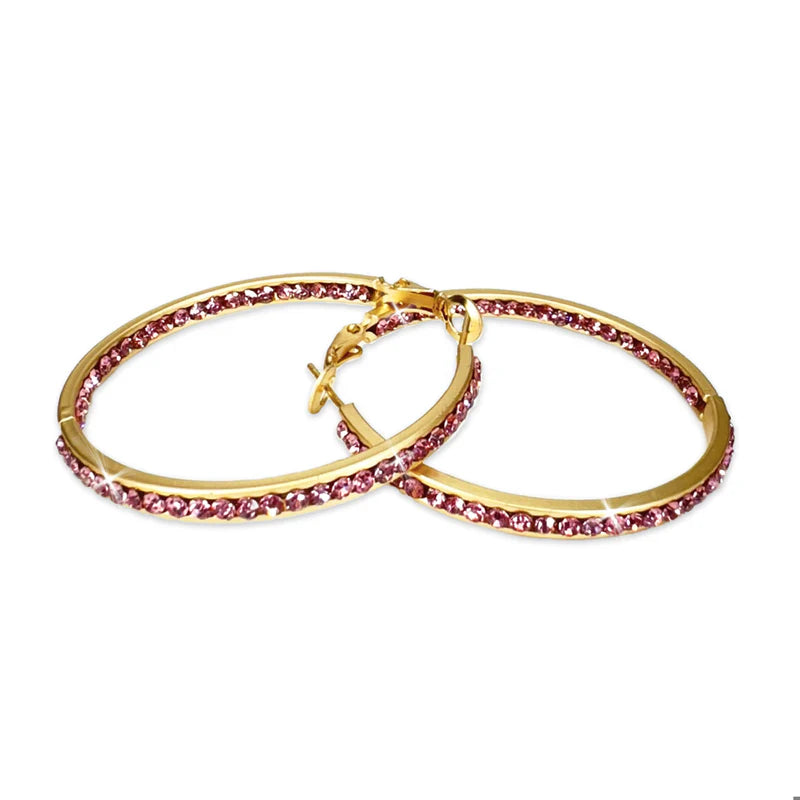 Earring 40mm Round Crystal Hoop Earrings