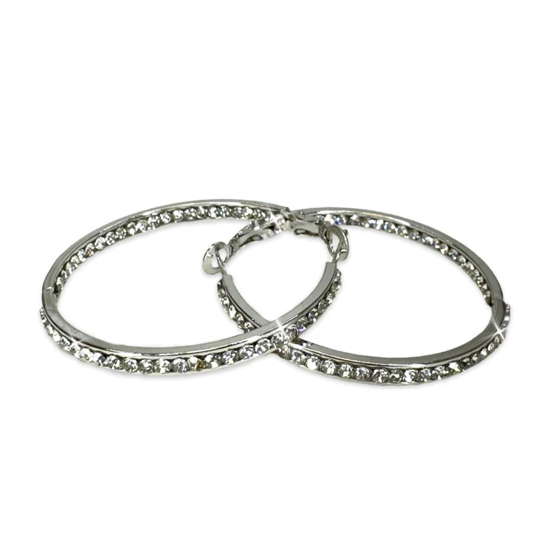 Earring 40mm Round Crystal Hoop Earrings