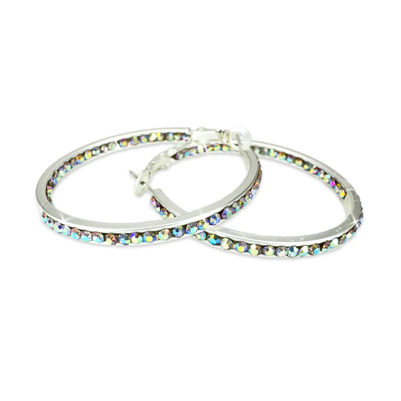 Earring 40mm Round Crystal Hoop Earrings