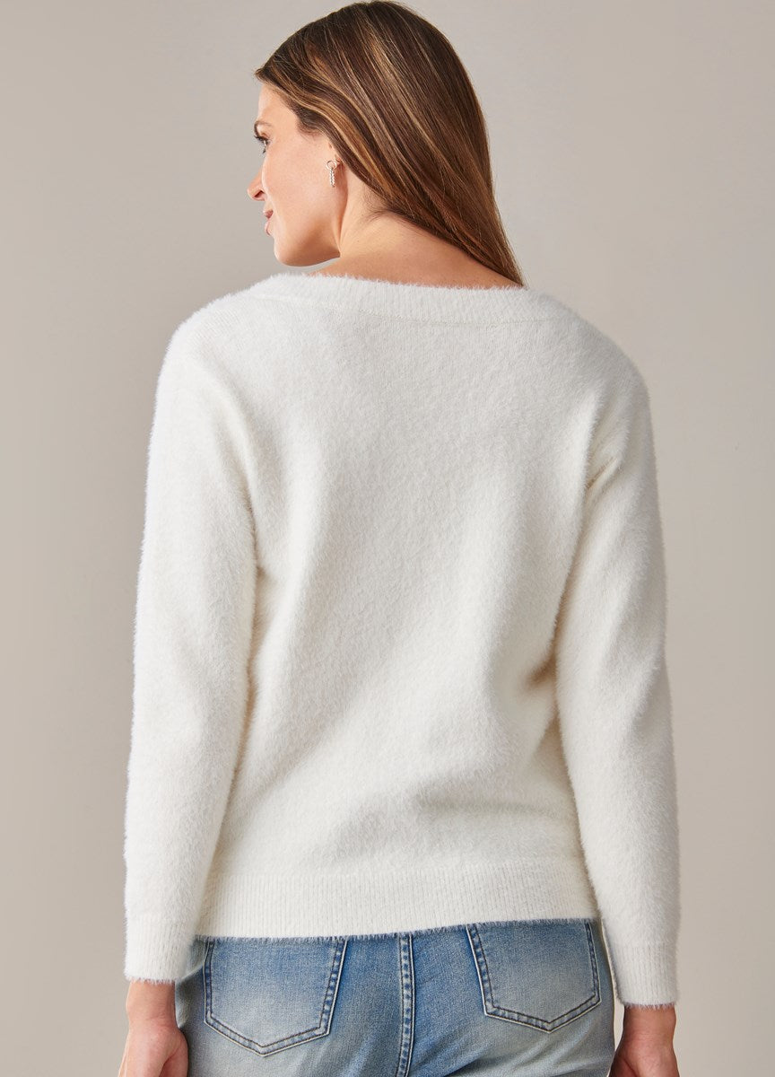 Rachel Eyelash V-Neck Sweater