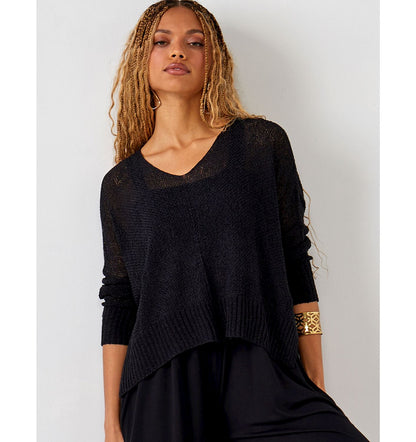 Knit Relaxed V-Neck Sweater 423797