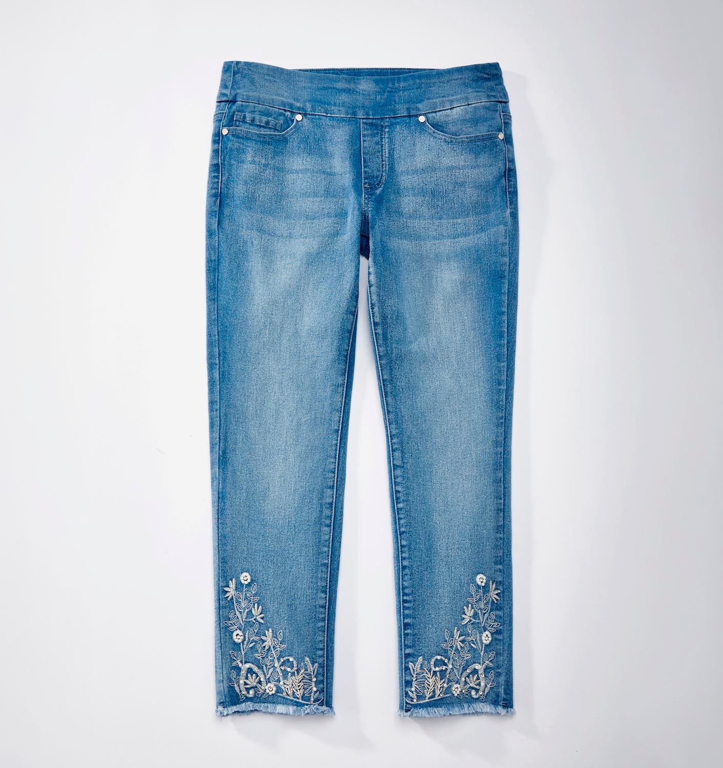 Embellished Capri Denim Pants 423816
