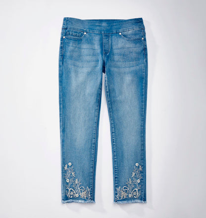 Embellished Capri Denim Pants 423816