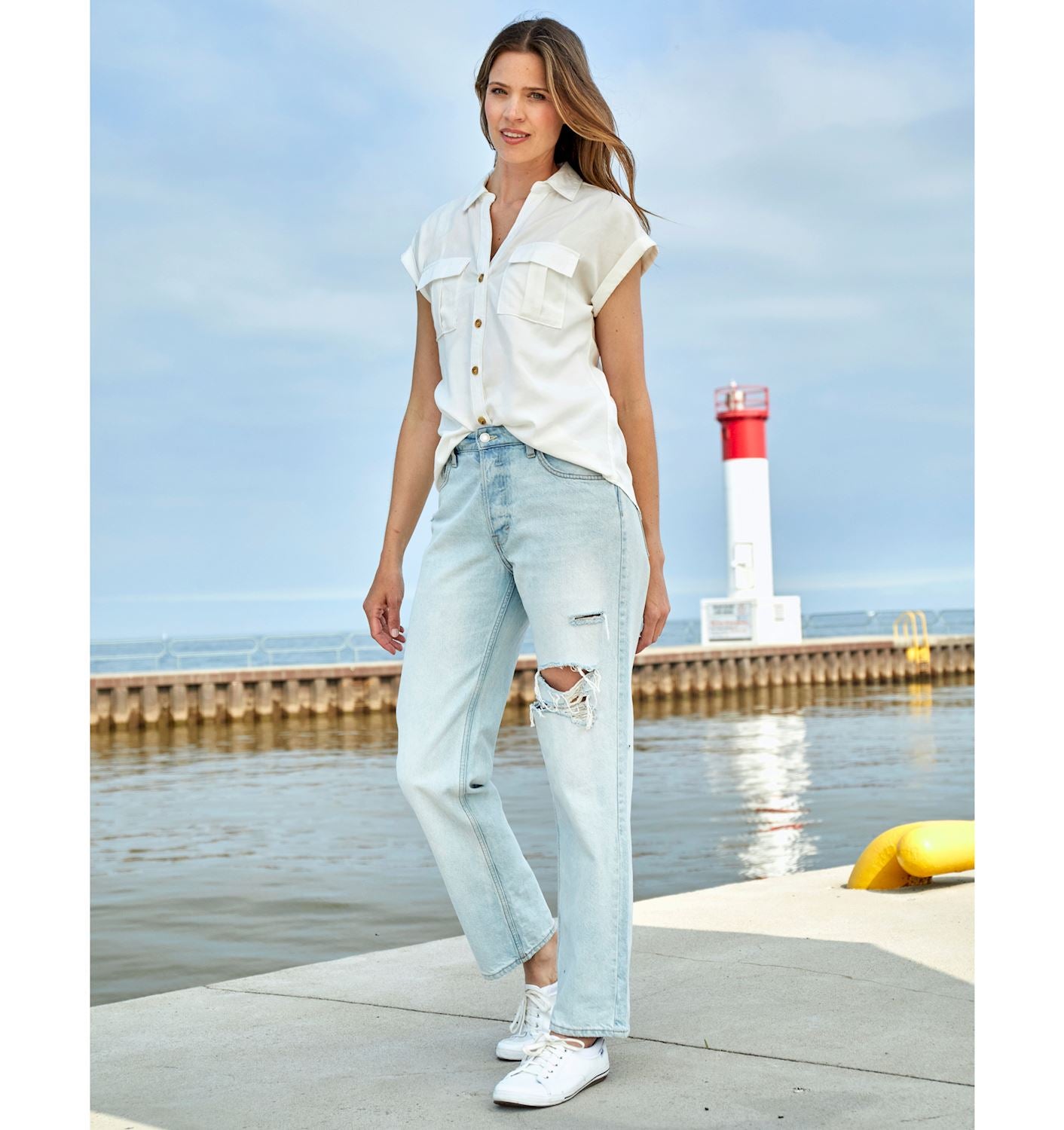 Relaxed Button-Down Lyocell Top 423828