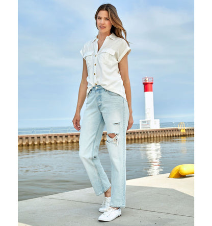 Relaxed Button-Down Lyocell Top 423828