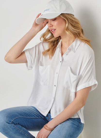 Relaxed Button-Down Lyocell Top 423828