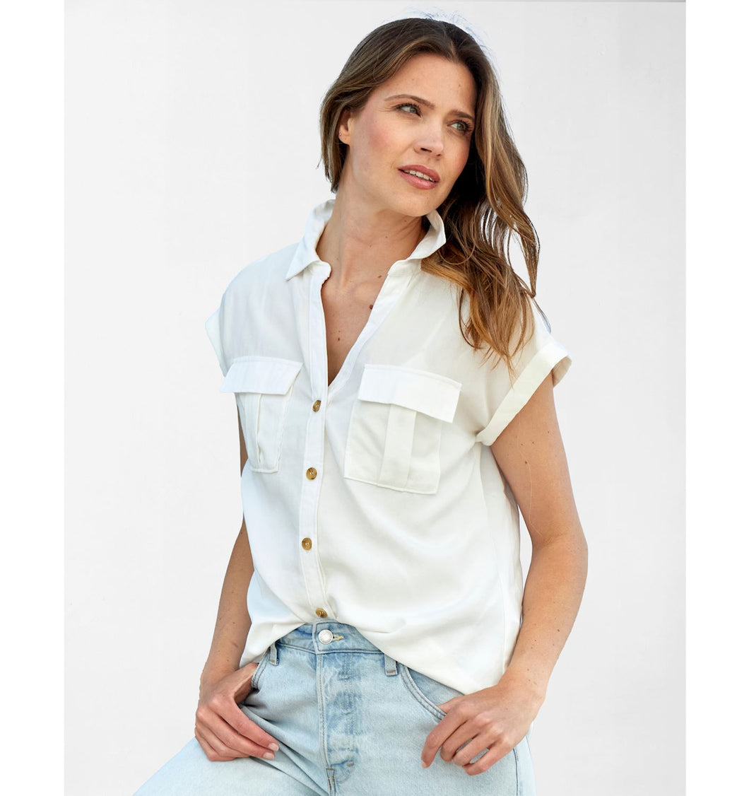 Relaxed Button-Down Lyocell Top 423828