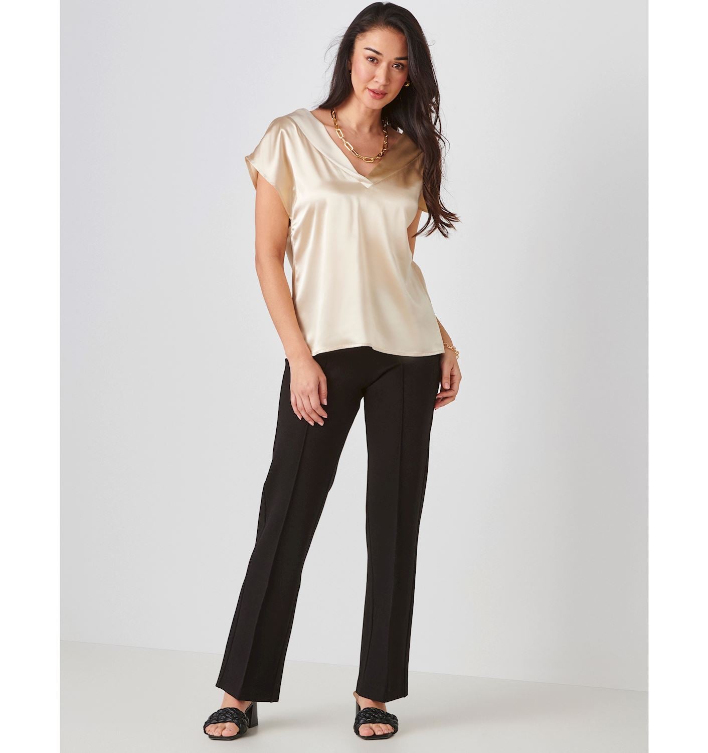 Satin Cap Sleeve Top 423867