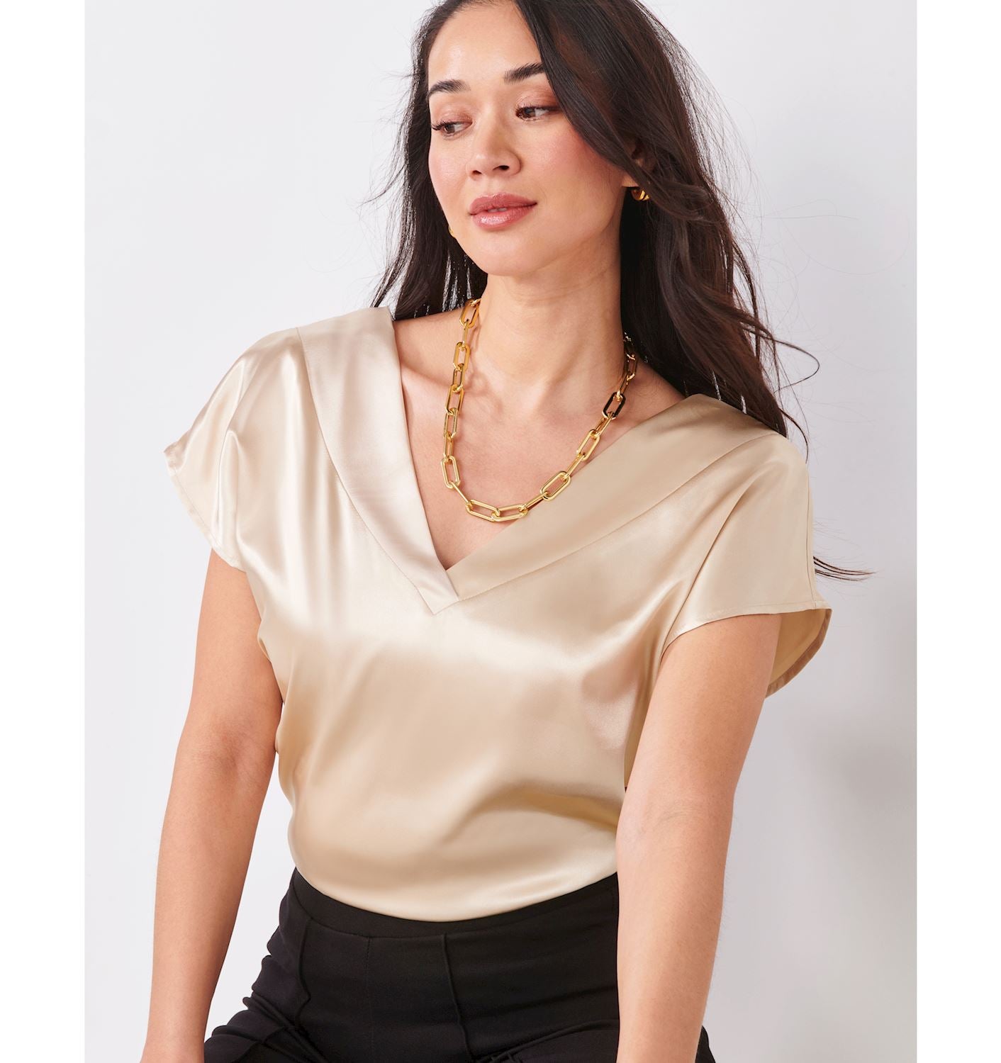 Satin Cap Sleeve Top 423867