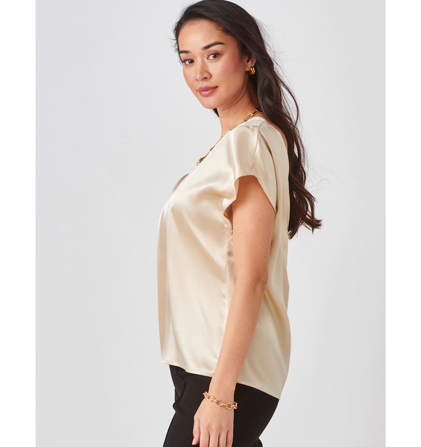 Satin Cap Sleeve Top 423867