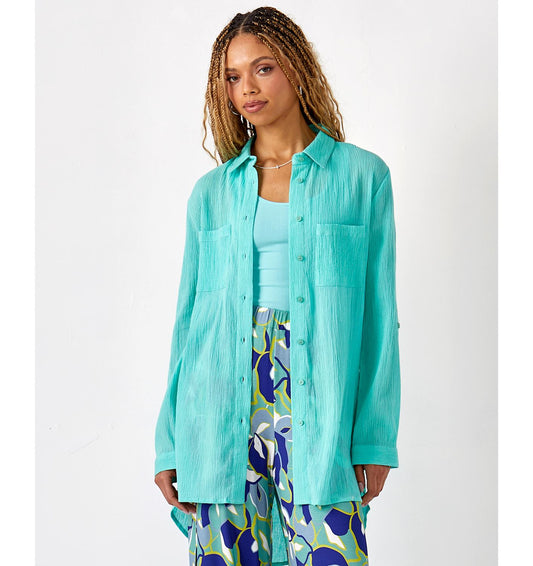 Crinkle Button Down Shirt