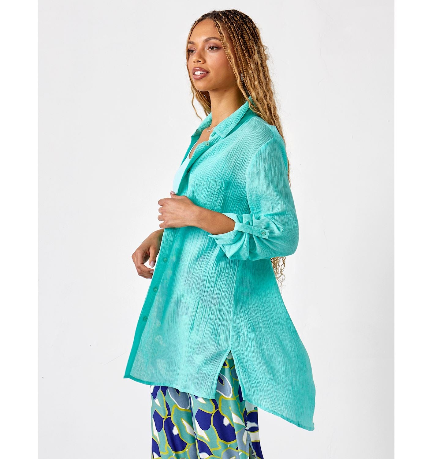 Crinkle Button Down Shirt