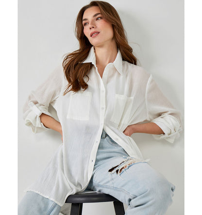 Crinkle Button Down Shirt