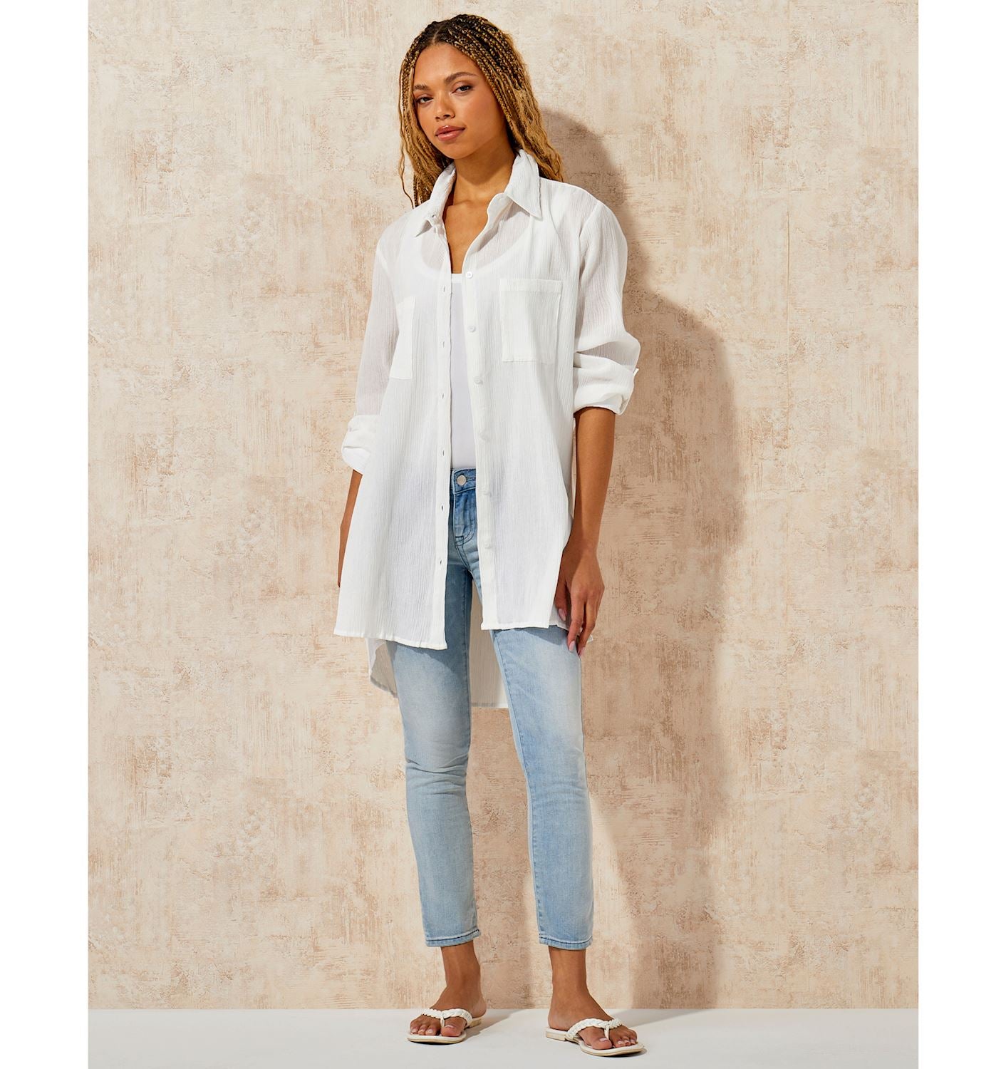 Crinkle Button Down Shirt