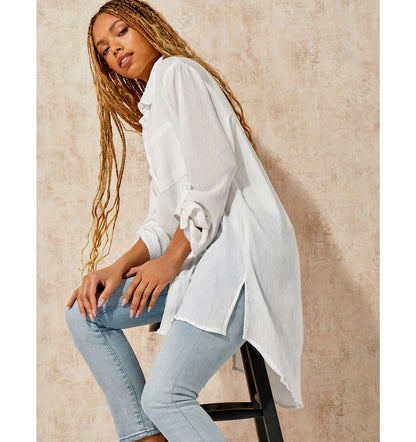 Crinkle Button Down Shirt
