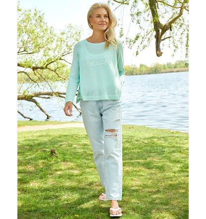 Cotton Blend Crew Neck Top