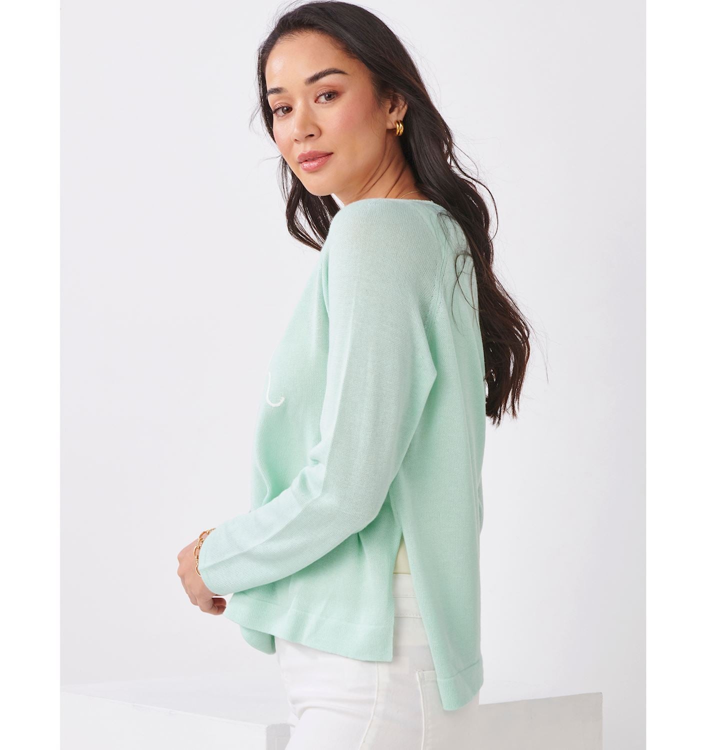 Cotton Blend Crew Neck Top
