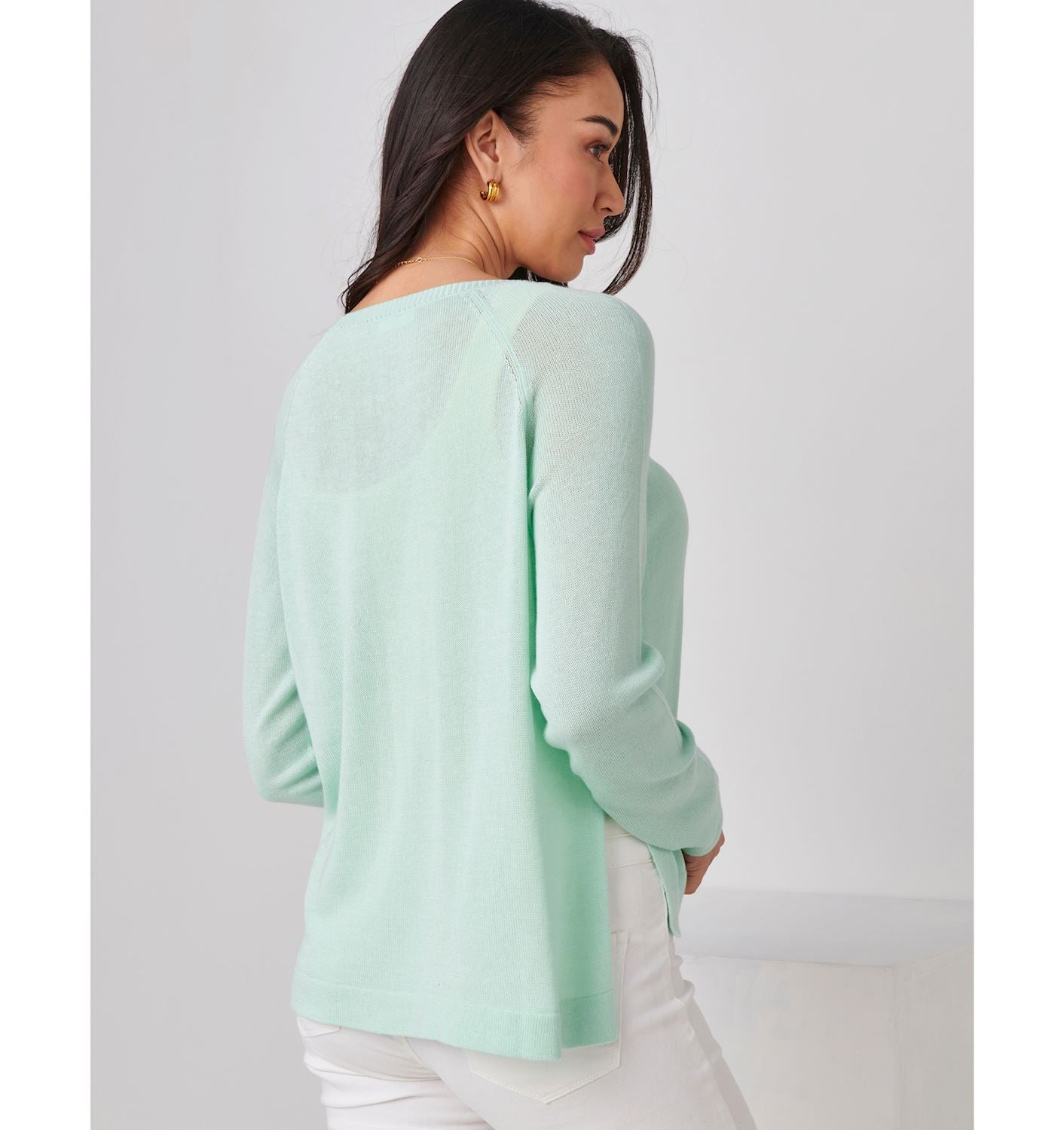 Cotton Blend Crew Neck Top