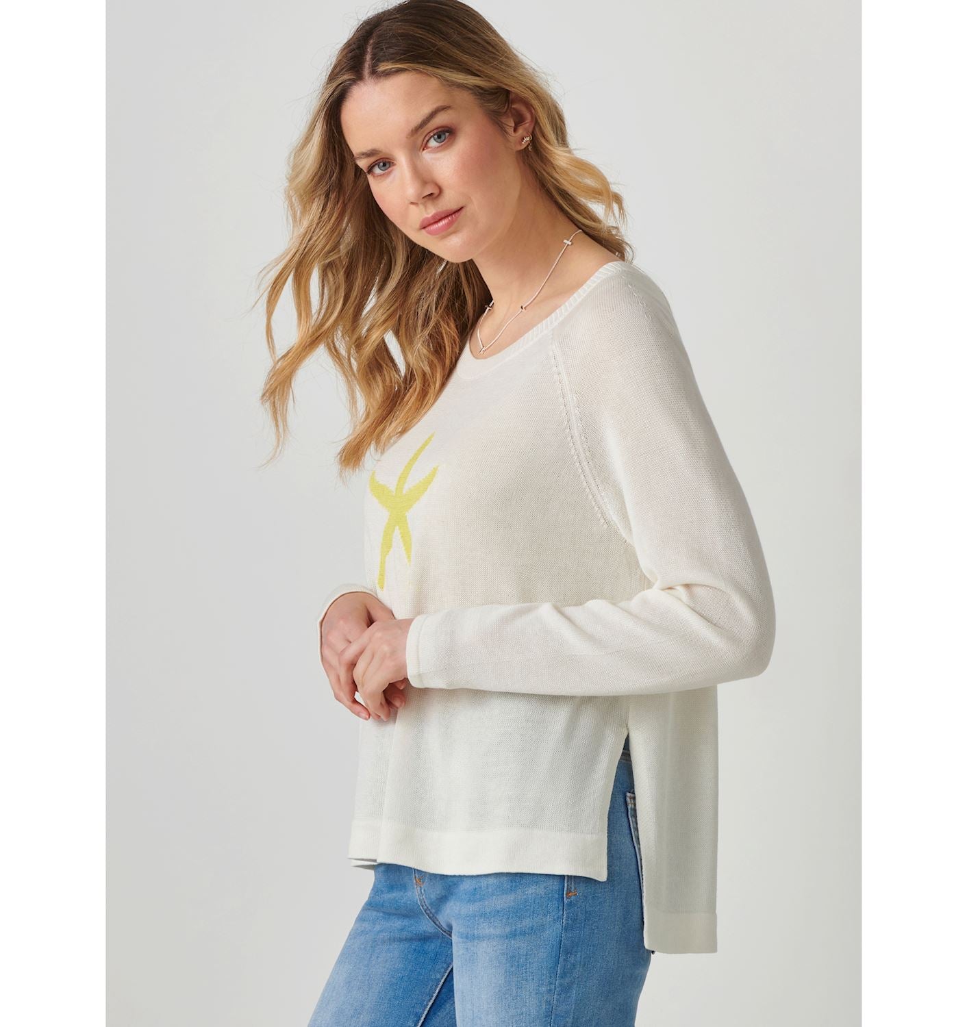 Cotton Blend Crew Neck Top