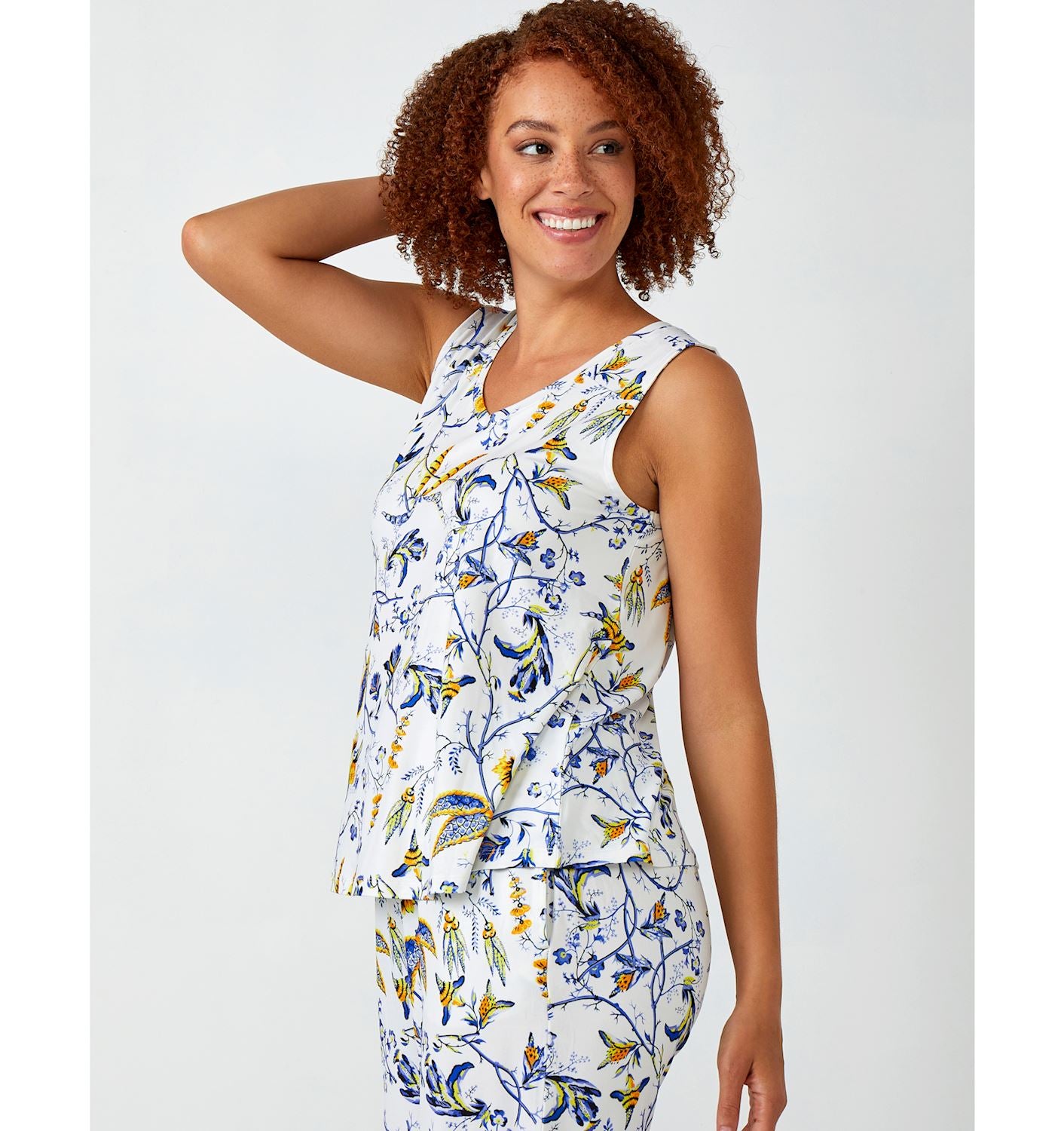 V Neck Botanical Print/Heirloom Print Tank SALE