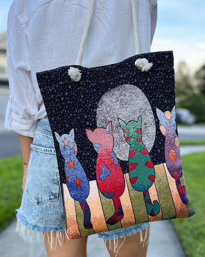 Cats in The Moonlight Tote Bag