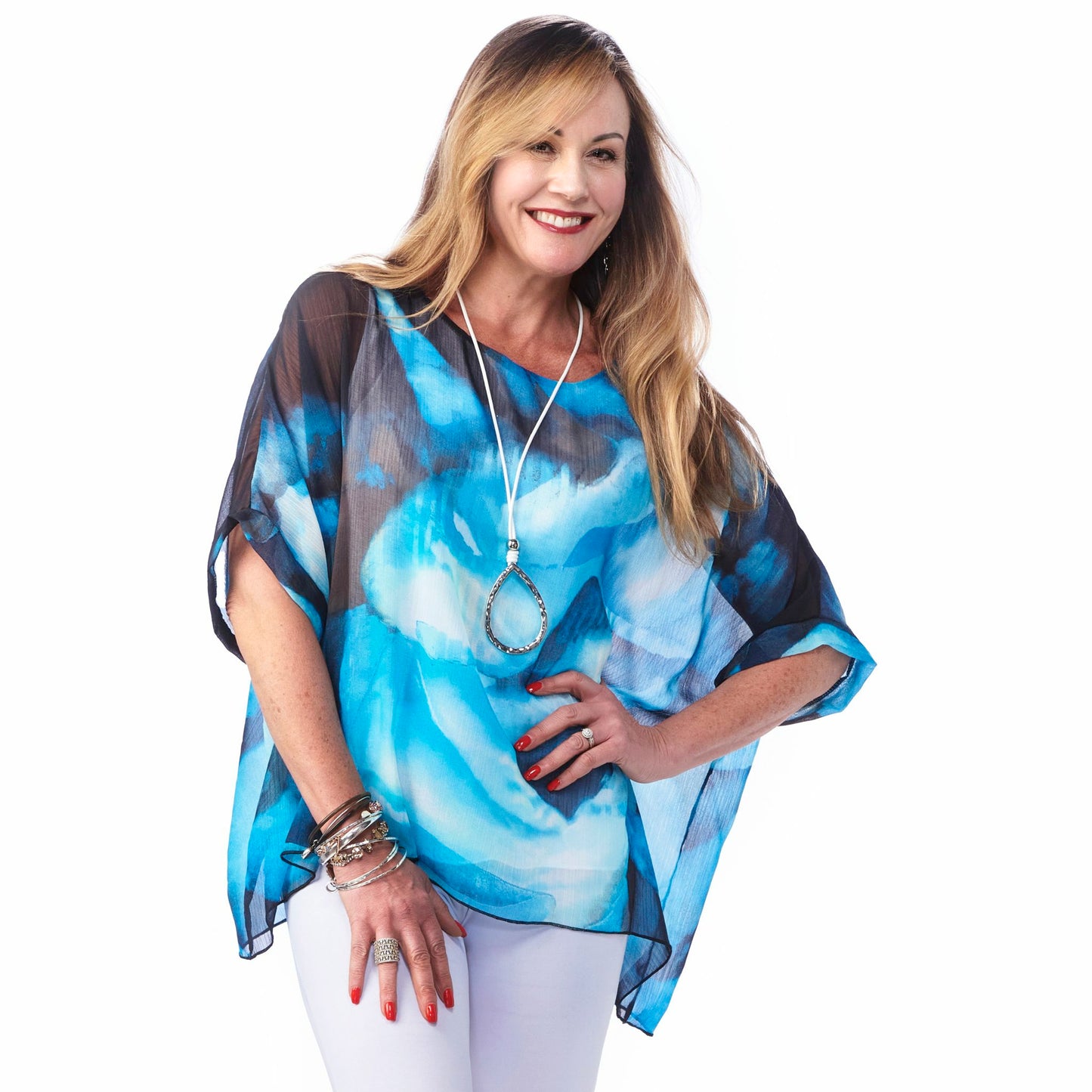 Chiffon Lined Overlay Top 4535