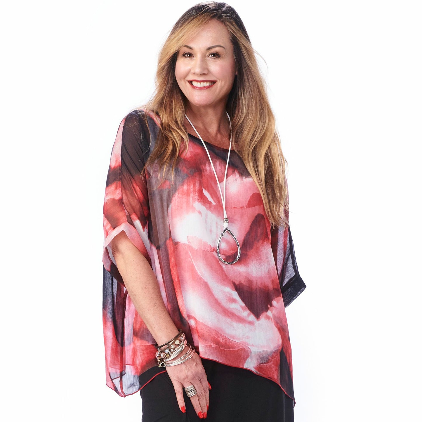 Chiffon Lined Overlay Top 4535