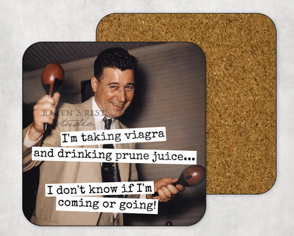COASTER. Viagra Prune Juice. Cheeky Novelty Funny Vintage.