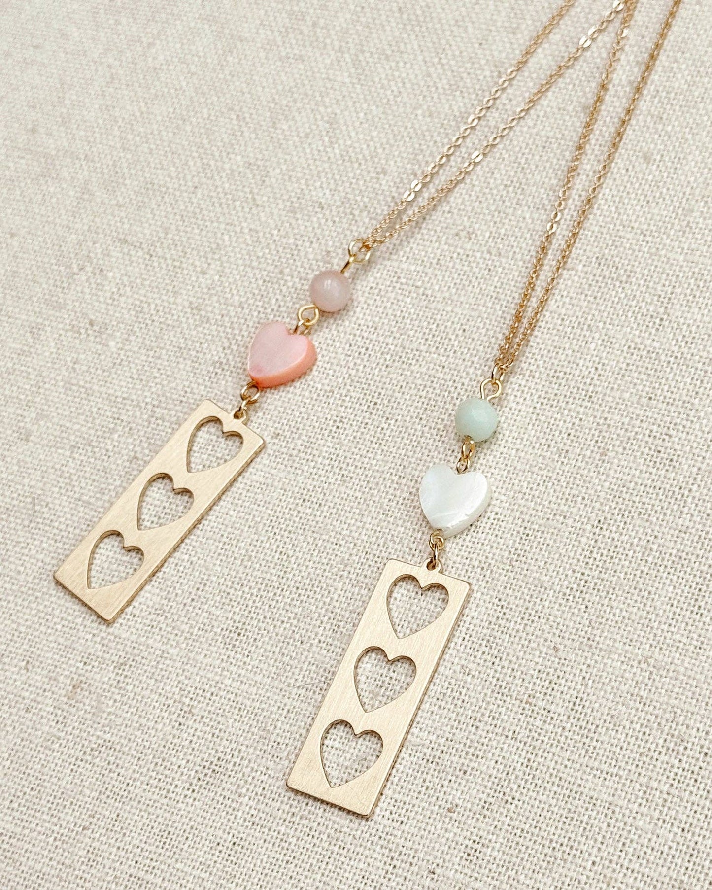 Stone with Shell & Heart Bar Necklace 244072