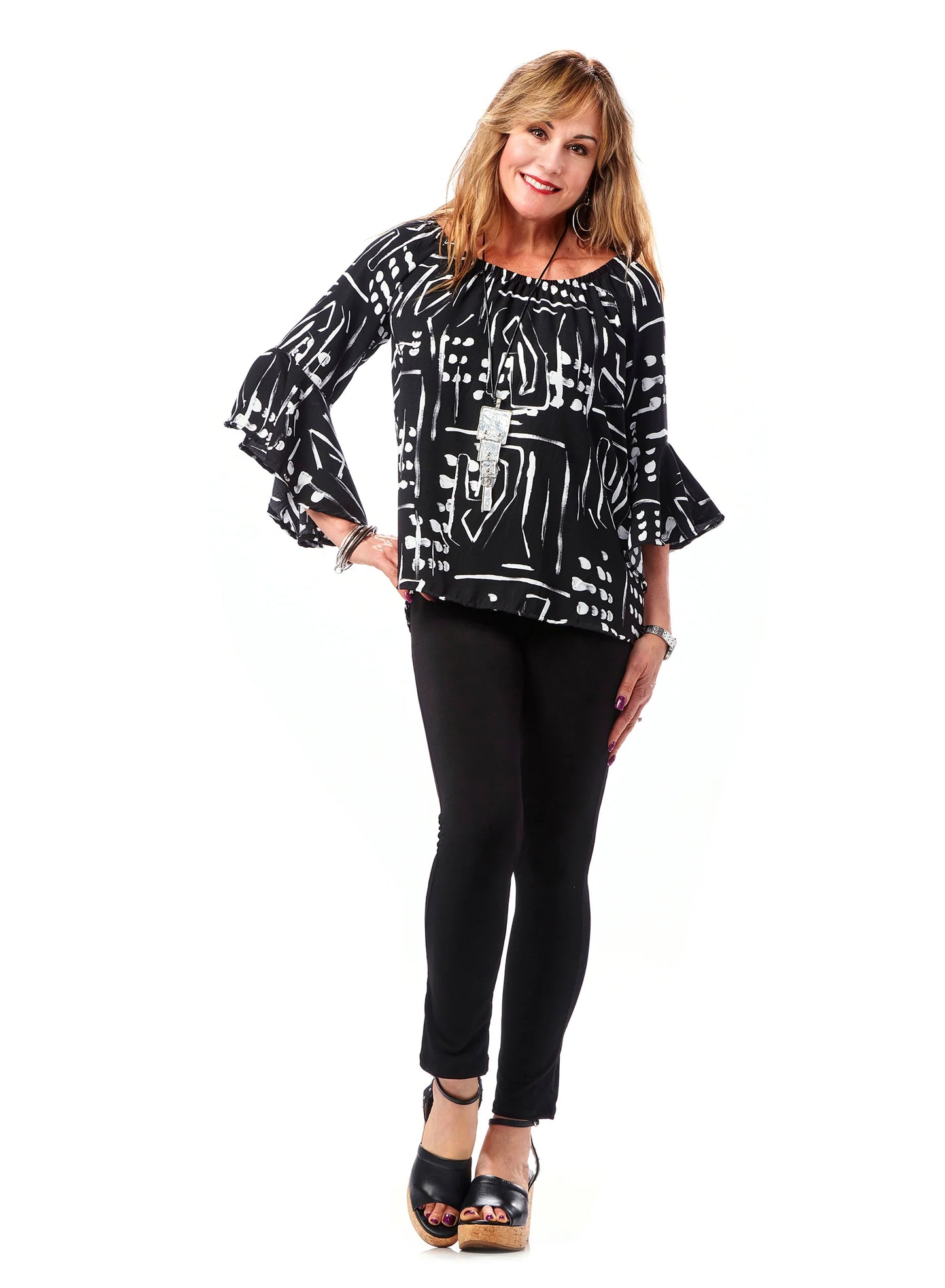Bell Sleeve Peasant Top 4744
