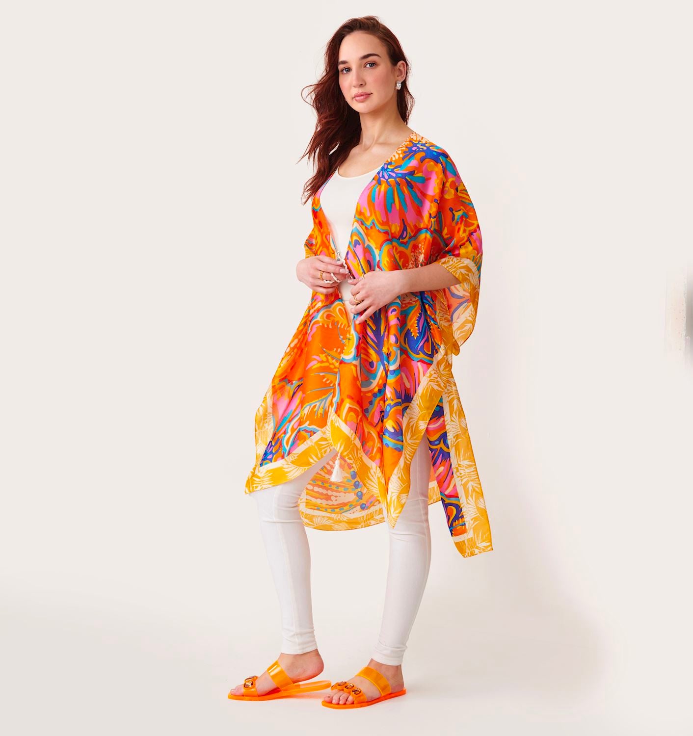 Elegant Printed Beach CoverUp