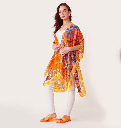 Elegant Printed Beach CoverUp