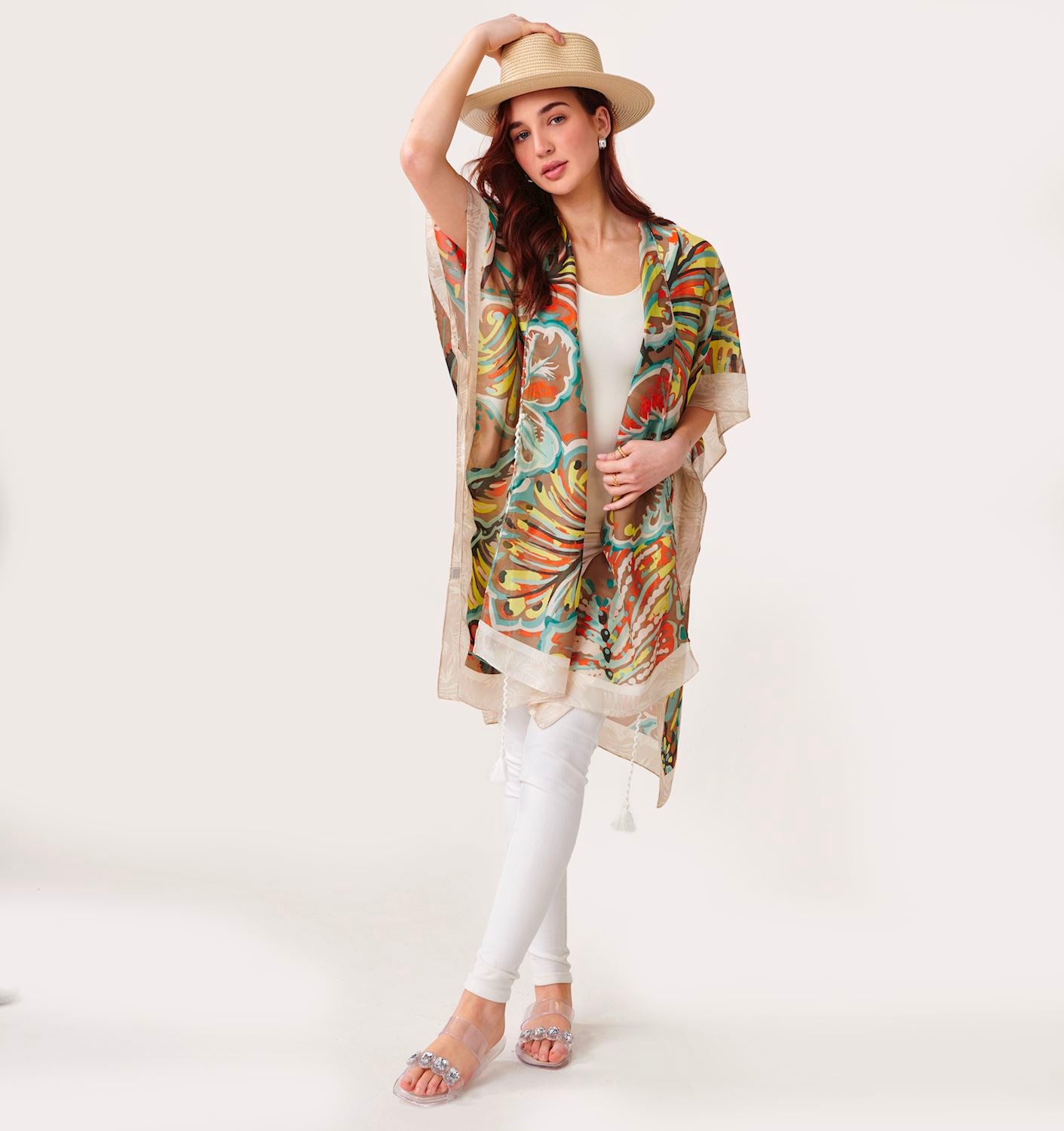 Elegant Printed Beach CoverUp