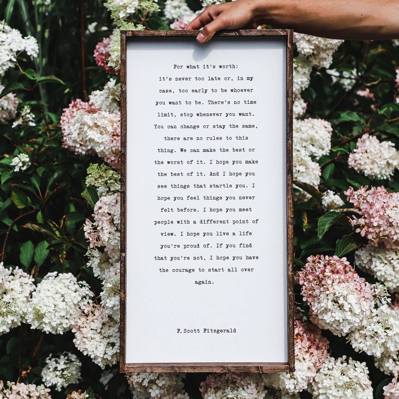 For What It's Worth F. Scott Fitzgerald Wood Sign: Espresso / 19x9"