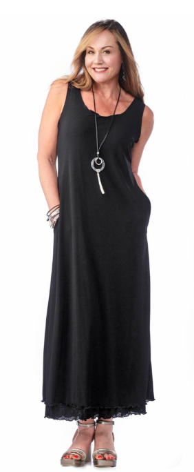 Gauze Long Pocketed Layered Dress 4869
