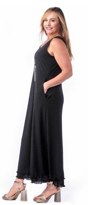 Gauze Long Pocketed Layered Dress 4869