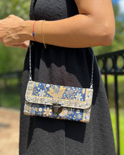 Load image into Gallery viewer, Gold &amp; Navy  Floral Turkish Crossbody Bag
