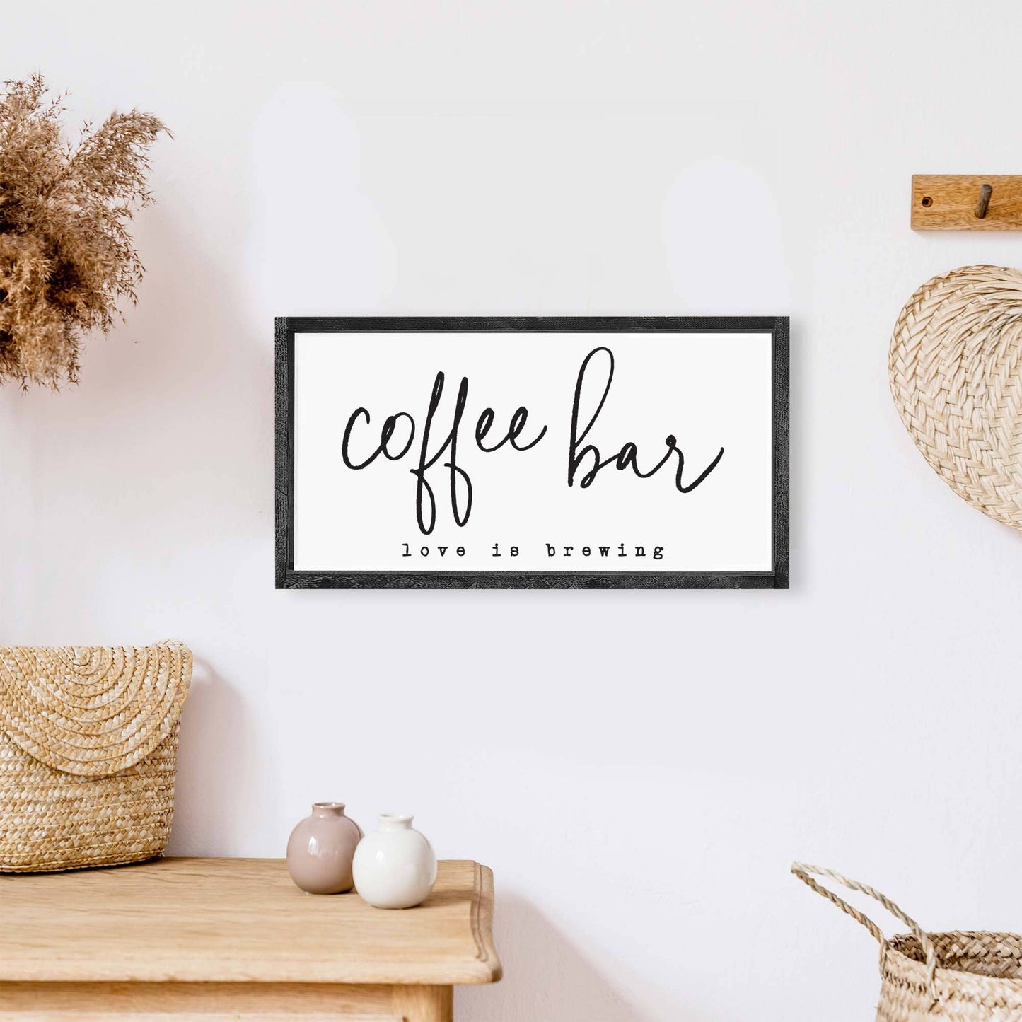 Coffee Bar Wood Sign: White / Espresso