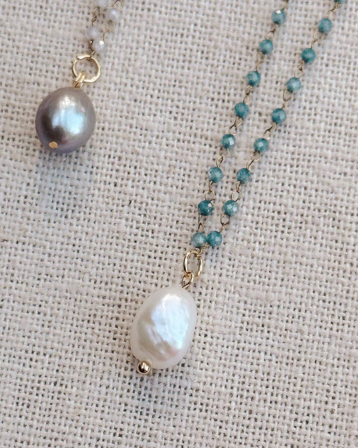 Gracie Rose Designs - Baroque Pearl Fine Crystal Link Chain Necklace