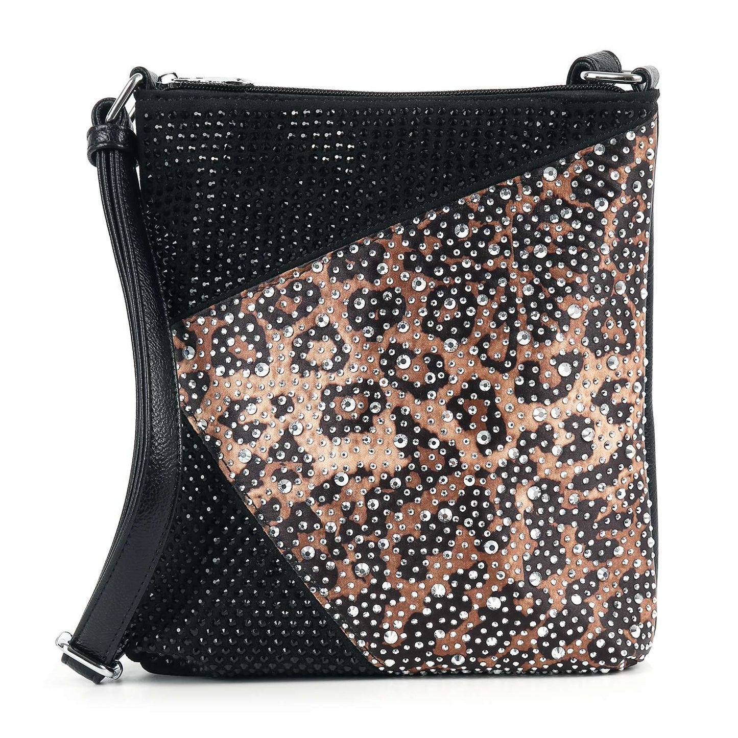 Handbag Express - Leoopard Print Rhinestone Crossbody Sling