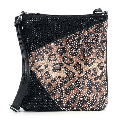 Handbag Express - Leoopard Print Rhinestone Crossbody Sling
