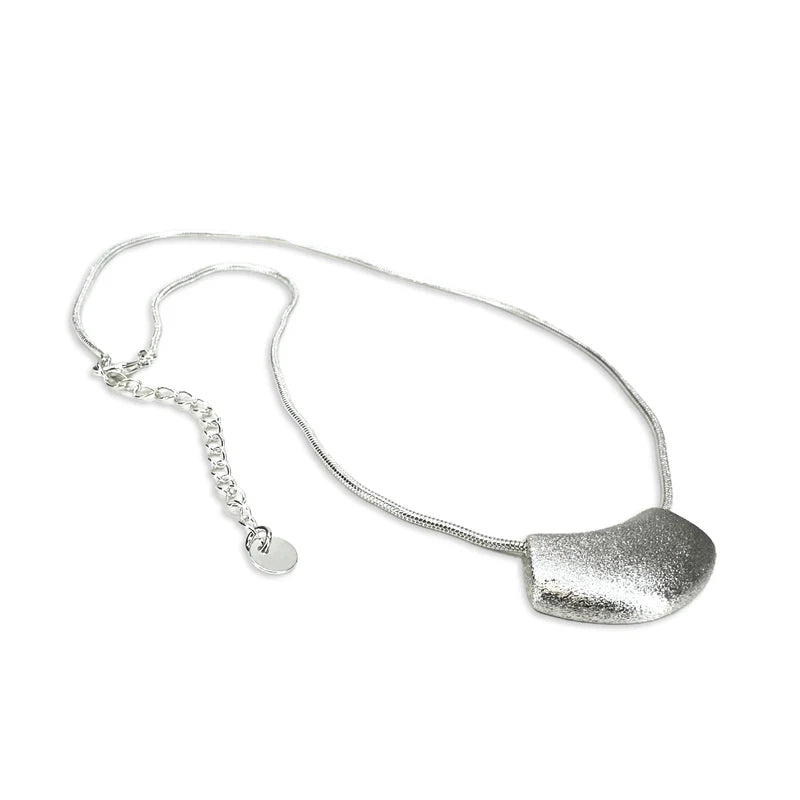 Brushed Silver Pendant Necklace