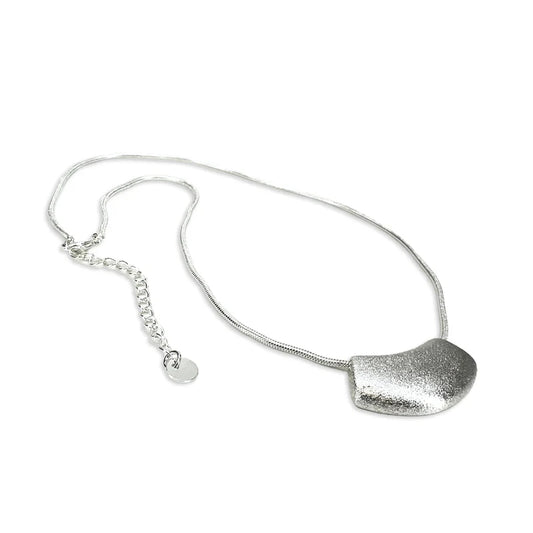 Brushed Silver Pendant Necklace